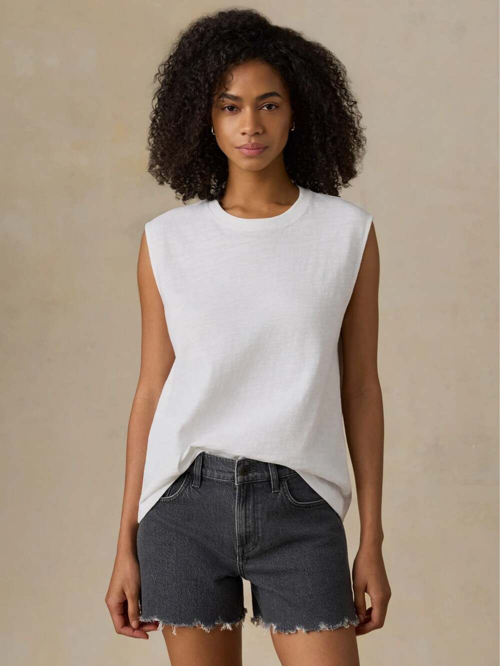 Faherty Cotton and Modal Blend White Muscle Tank Closet Staple Basic Size Small